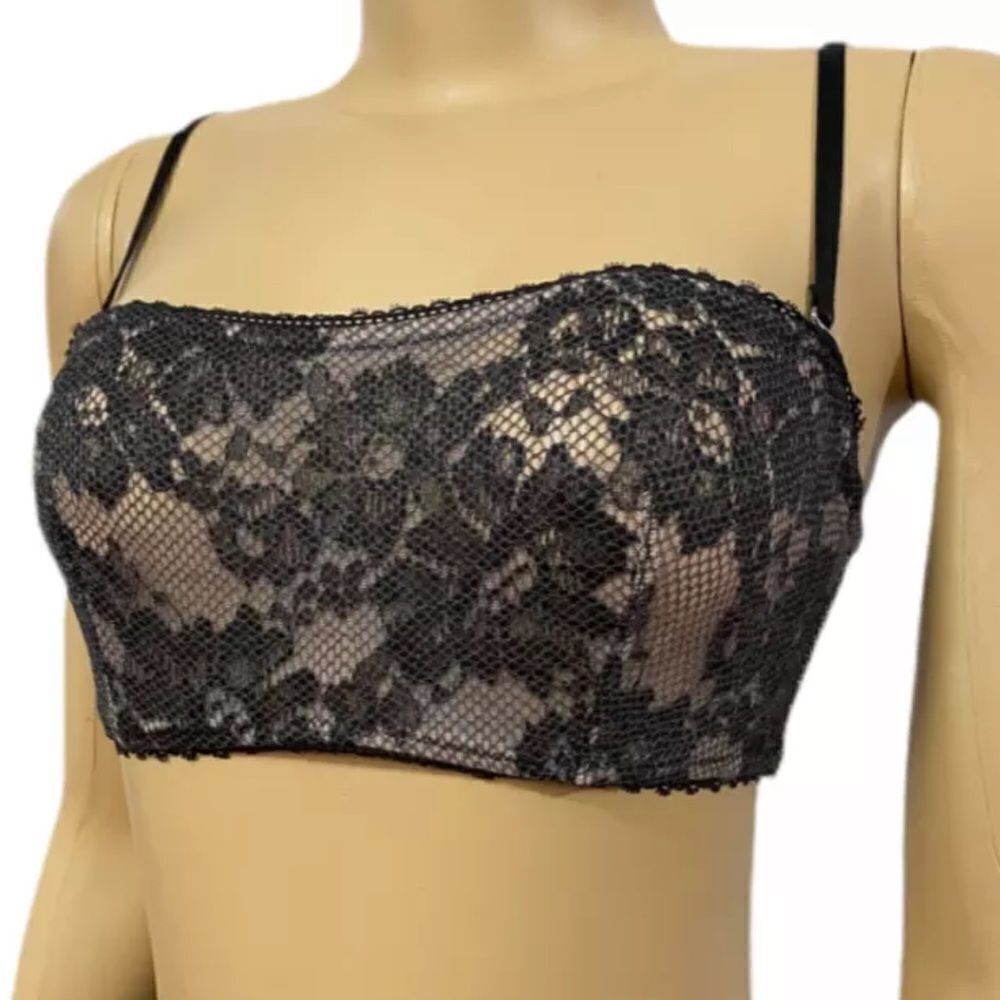 Victorias Secret strapless lace underwire bandeau bralette bra black 32D